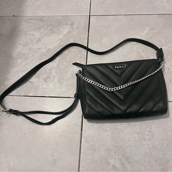 DKNY purse crossbody quilted Women black chain shoulder bag ajustable small - Picture 9 of 13